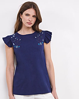Julipa Embroidered Frill sleeve T-Shirt