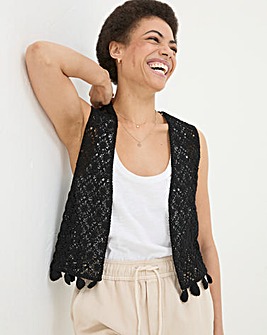 FatFace Coin Trim Crochet Waistcoat