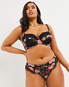 Figleaves Curve Gardenia Floral Print And Lace Thong