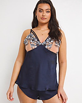 Figleaves Soft Focus Embroidery Satin Top & Shortie Set