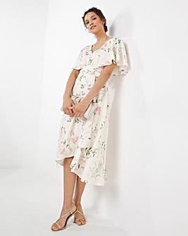 Joanna Hope Floral Angel Sleeve Midi Dress