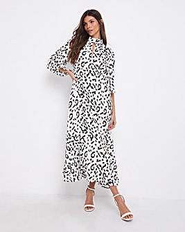 Joanna Hope Mono Print Satin Jacquard Leopard Maxi Dress