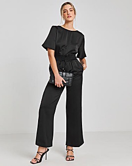 Joanna Hope Black Satin Jumpsuit