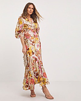 Jo by Joanna Hope Tie Waist Floral Jacquard Maxi Dress