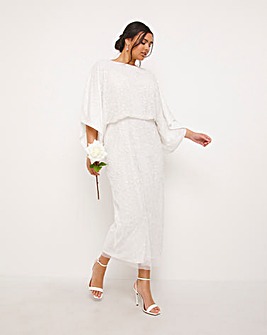 Joanna Hope Ivory Kimono Sleeve Beaded Bridal Maxi Dress