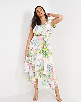 Joanna Hope Floral Ruffle Midi Dress