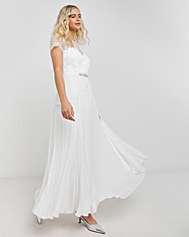 Joanna Hope Pleated Lace Bridal Maxi Dress