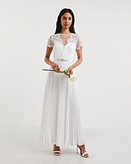 Joanna Hope Pleated Lace Bridal Maxi Dress