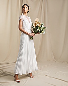 Joanna Hope Pleated Lace Bridal Maxi Dress