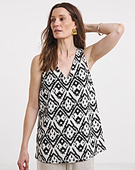 Printed V Neck Woven Vest