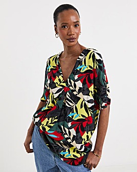 Printed Crinkle Tunic Top