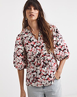 V Neck Bubble Sleeve Top