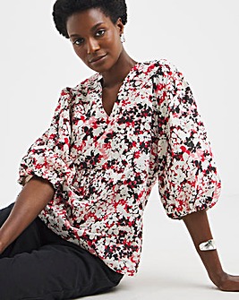 V Neck Bubble Sleeve Top