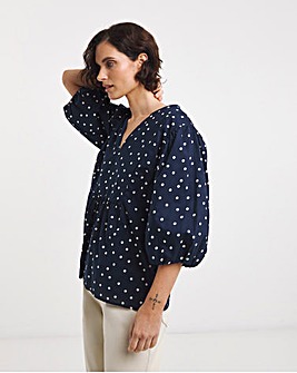V Neck Bubble Sleeve Top
