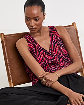 Printed V Neck Woven Vest