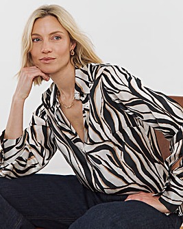 Printed Classic Satin Long Sleeve Shirt