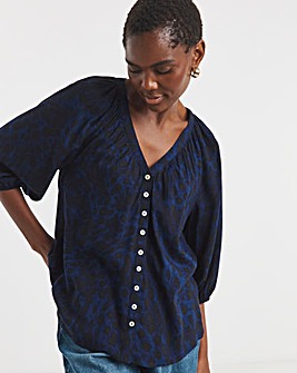 Collarless Button Through Blouse
