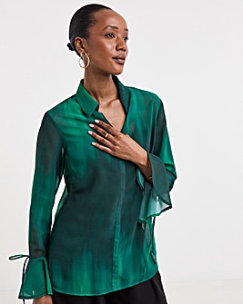 Georgette Frill Cuff Collar Blouse