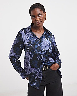 Printed Classic Satin Long Sleeve Shirt