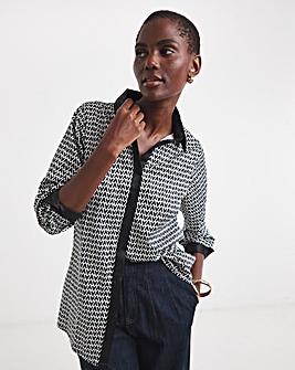 Printed Satin Long Sleeve Shirt