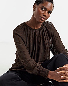 Dobby Raglan Sleeve Blouse