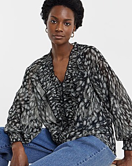 Ruffle Crinkle Chiffon Blouse