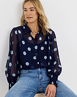 Printed Georgette Volume Sleeve Shirt