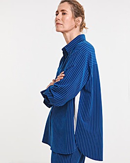 Stripe Twill Oversized Long Sleeve Shirt
