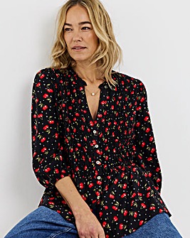 Shirred Button Through Top