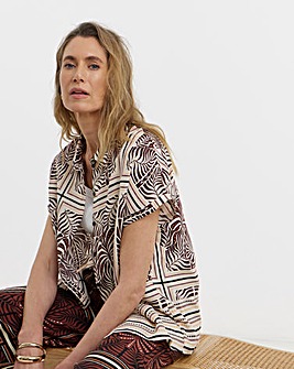 Border Print Grown On Short Sleeve Shirt