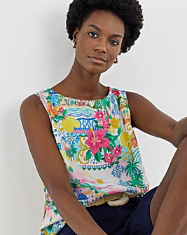 Linen Mix Sleeveless Shell Top