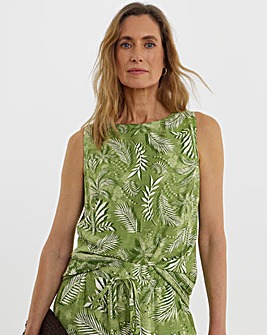 Printed Linen Mix Sleeveless Shell Top