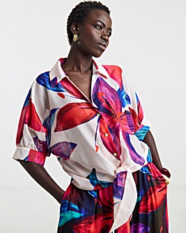 Printed Tie Front Shirt