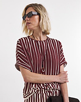 Stripe Border Short Sleeve Boxy Top