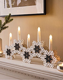 Lit Snowflake Candelabra