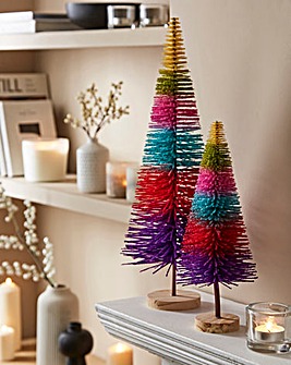 Gisela Graham Set of 2 Rainbow Trees