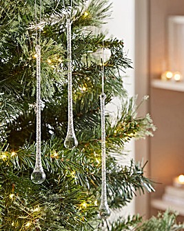 Clear Icicle Baubles - Set of 6