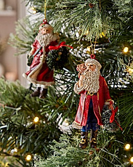 Gisela Graham Santa Hanging Decorations - Set of 2