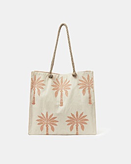Accessorize Palm Embroidered Beach Bag