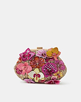 Accessorize 3D Flower Embellished Clutch Bag