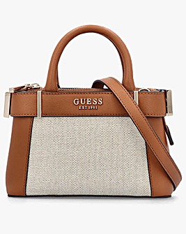 Guess Anadela Mini Natural Cognac Satchel Bag