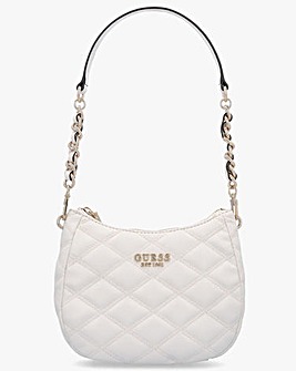 Guess Tamsin Quilted Off White Top Zip Shoulder Bag