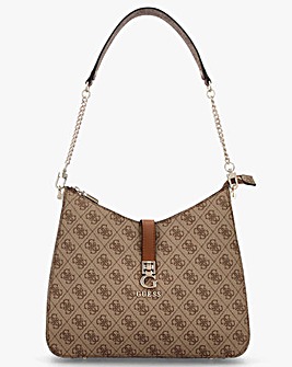 Guess Zamira Latte Logo Hobo Shoulder Bag