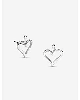 Simply Silver Sterling Silver 925 Polished Open Heart Stud Earrings