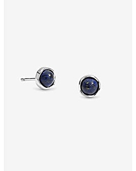 Simply Silver Sterling Silver 925 Polished and Semi Precious Lapis Studs