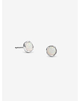 Simply Silver Sterling Silver 925 Polished and Semi Precious Opal Studs