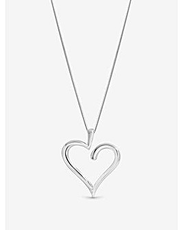 Simply Silver Sterling Silver 925 Polished Open Heart Pendant - Gift Pouch