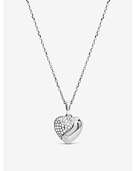 Simply Silver Sterling Silver 925 Polished and Micro Pave Pendant - Gift Pouch