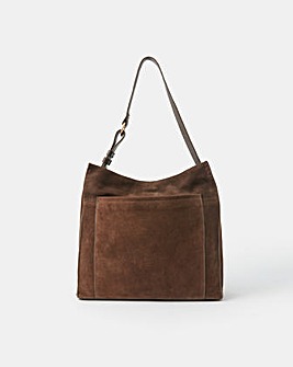 Large Pocket Suede Shoulder Bag
