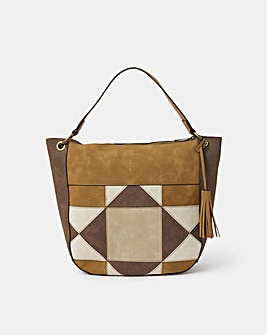 Patchwork Suedette Shoulder Bag